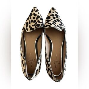 Linea Paolo Leopard Print Calf Hair Pointed Toe Loafer Flats Shoes Size 8